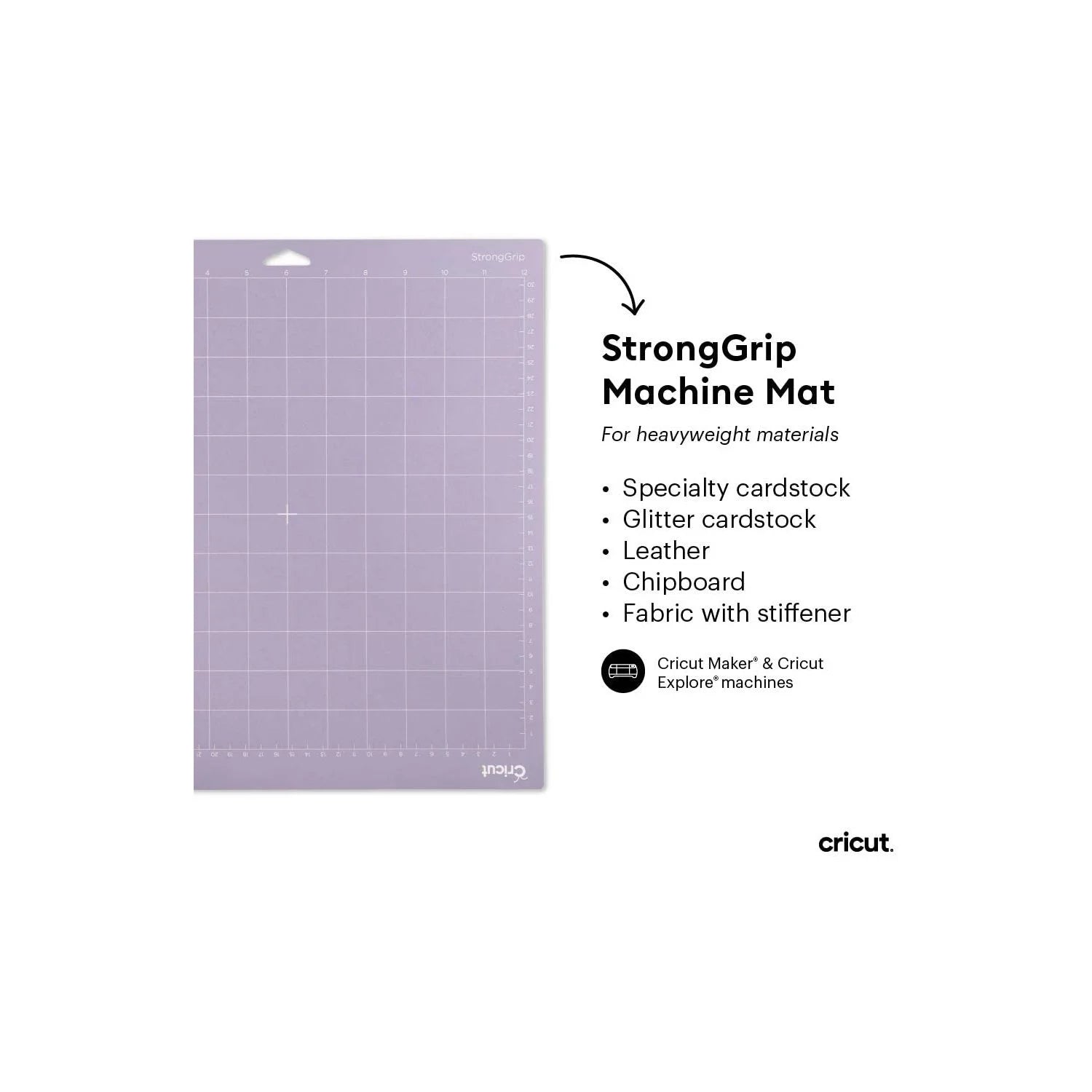 Cricut Stronggrip Adhesive Cutting Machine Mat, 12 in X 12 In, Lilac
