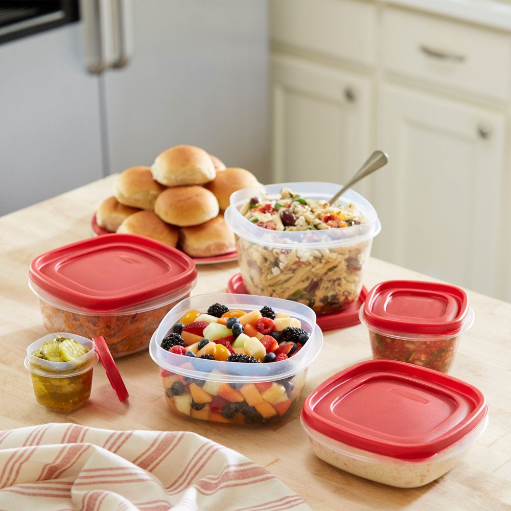 Easy Find Vented Lids Food Storage Containers, 38-Piece Set, Red