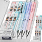 Nicpro 3PCS Cute Mechanical Pencil Set with Case, 0.7 Mm Pencils with 6 Tube HB Lead Refill, 3PCS Eraser, 9PCS Eraser Refill for School Supplies Student Writing, Drafting Drawing Sketching