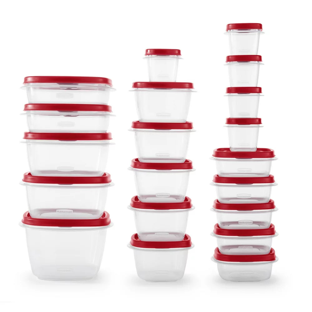 Easyfindlids 40 Piece Food Storage Containers with Vented Lids Variety Set, Red