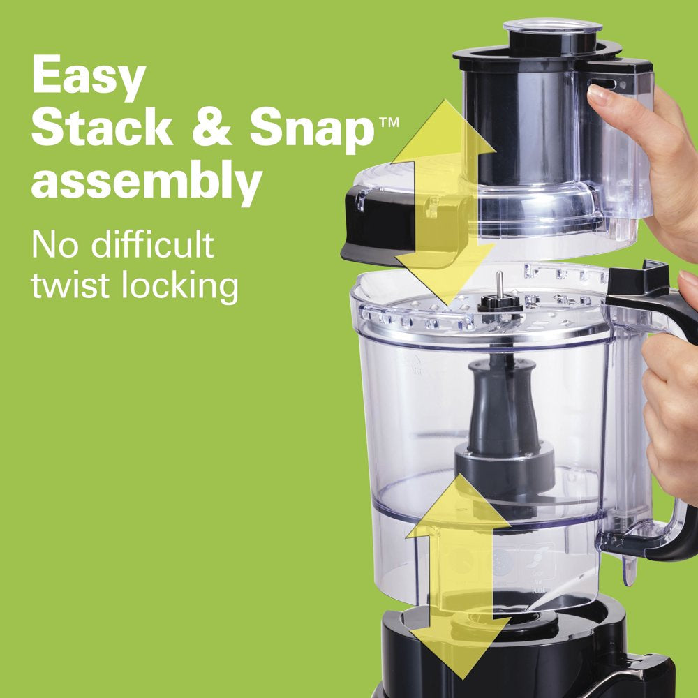 Stack and Snap Food Processor, 12 Cup Capacity, 450 Watts, Black, 70724