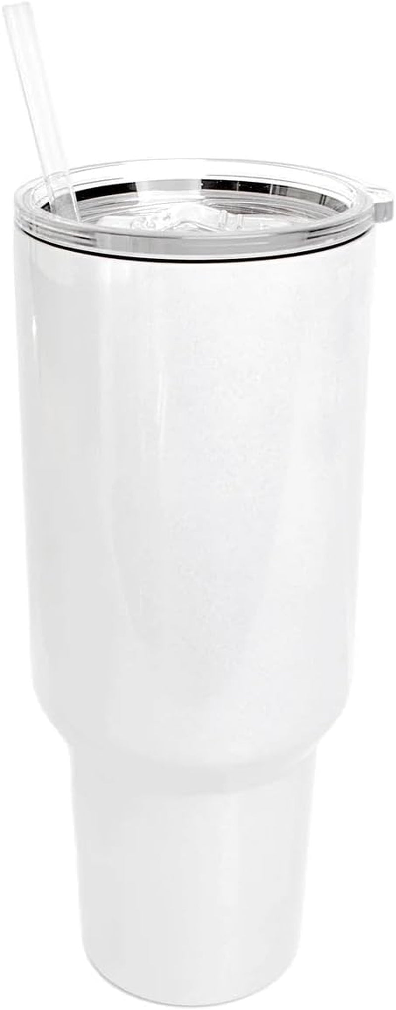 Makerflo 40 Oz White Glitter Shimmer Sublimation Blank Tumbler Pack of 25 with Lid and Straw | Craft-Ready for DIY Gifts & Personalization (Sublimation, Epoxy, UV DTF, Vinyl, and Laser Engraving)