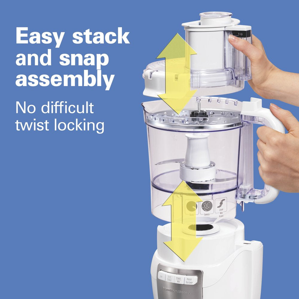 Stack and Snap Food Processor, 12 Cup Capacity, 450 Watts, White, 70729