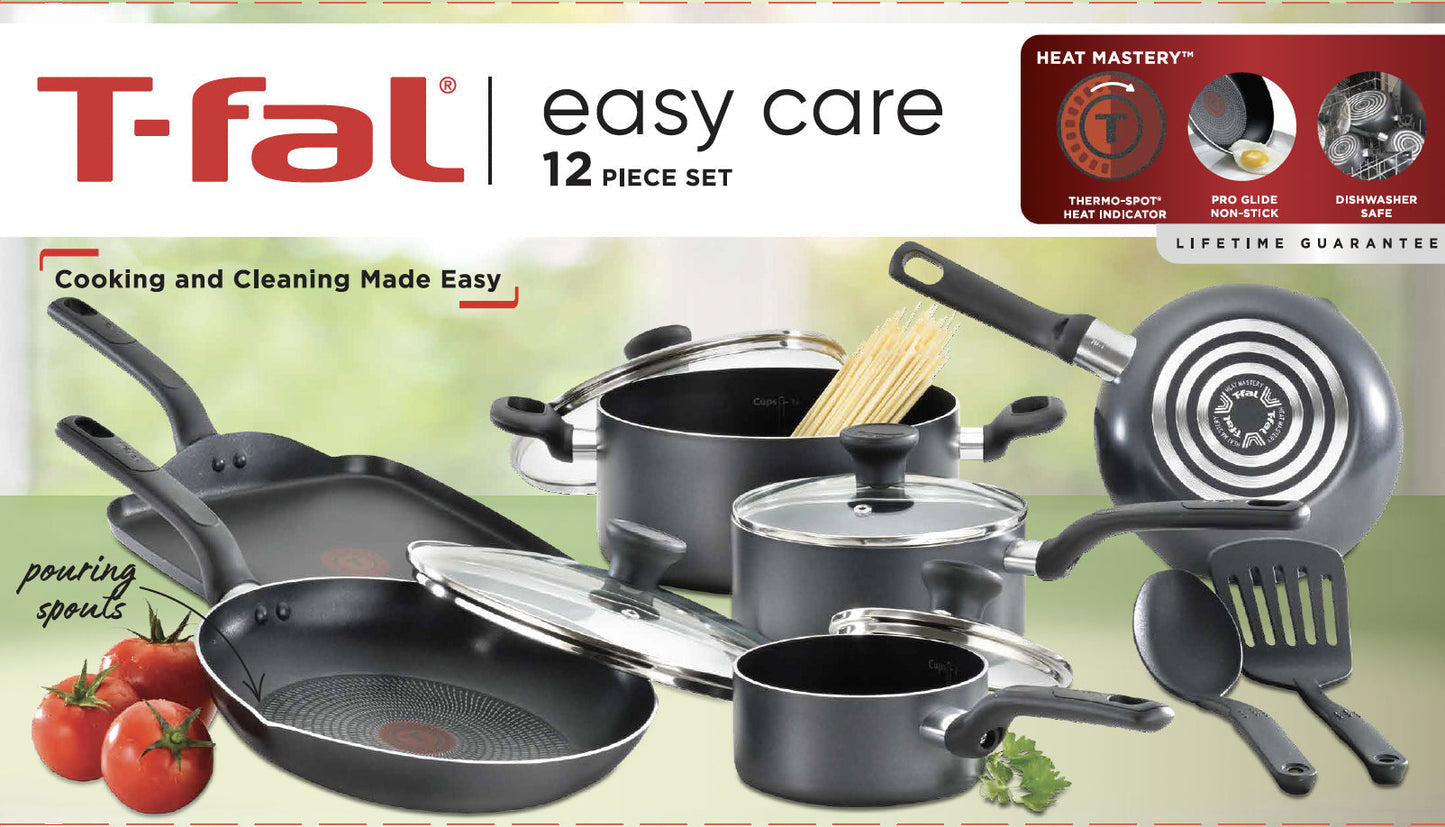 Easy Care 12-Piece Non-Stick Cookware Set, Pots and Pans, Grey