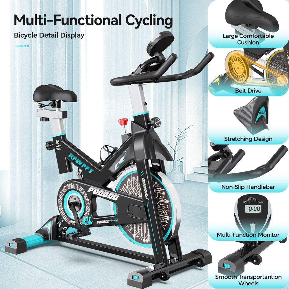 Exercise Bikes Cardio Workout Cycling Bicycle Training Indoor Cycling Bike Stationary Bike with LCD Monitor Weight up to 330 Lbs