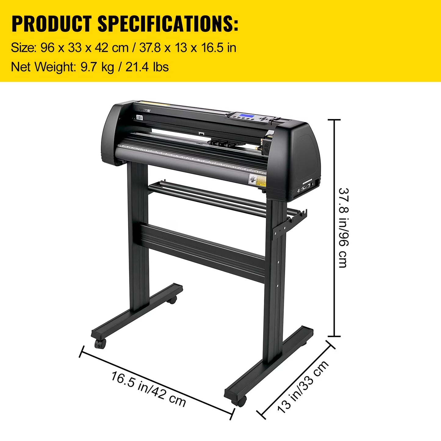 VEVOR Vinyl Cutter, Vinyl Printer, 720Mm, 28", Plotter, U‑Disk Machine Sign Making Aluminum 37.8 X 13 X 16.5 In