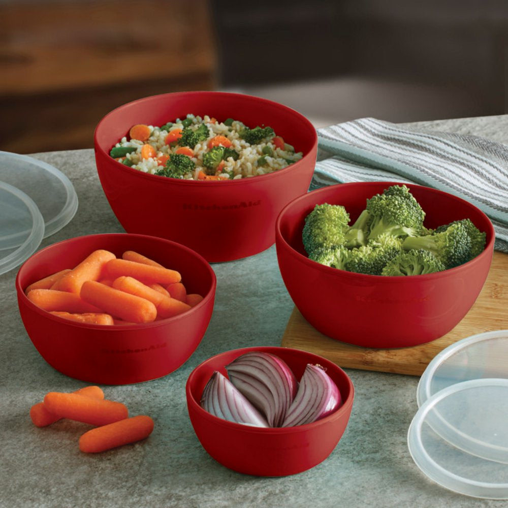 4-Piece Prep Bowl Set with Lids in Empire Red and Assorted Sizes