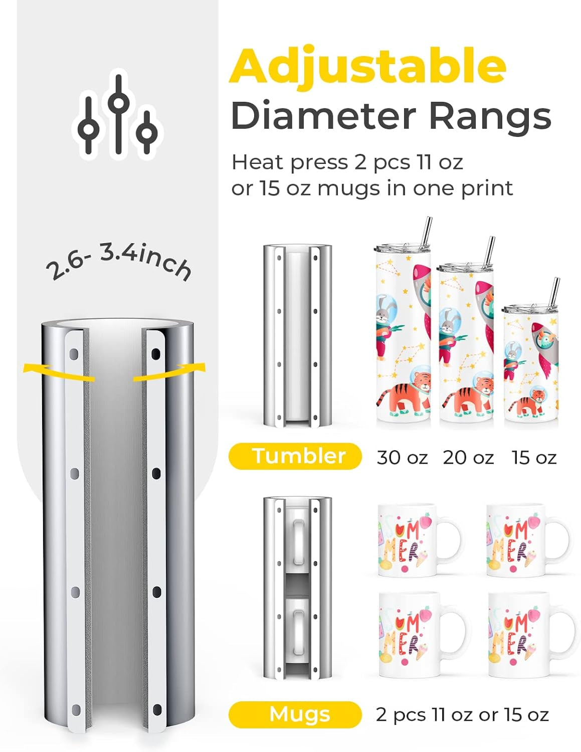 Pro 20 and 30 OZ Automatic Tumbler Heat Press Machine,  Automatic Tumbler Press Fits 16 OZ 20 OZ 30 OZ Tumblers, Auto Mug Heat Press DIY Sublimation for Skinny Tumblers