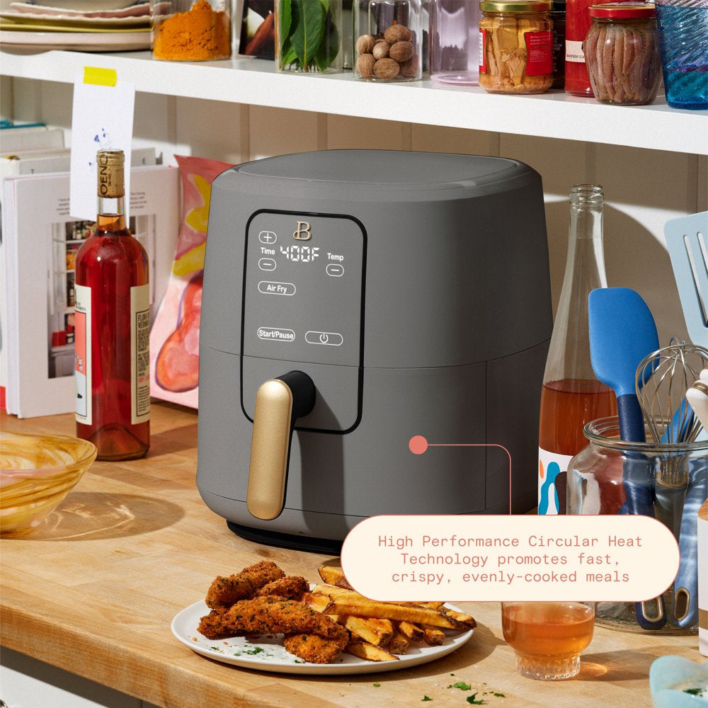 6 Qt Air Fryer with Turbocrisp Technology and Touch-Activated Display, Oyster Grey by Drew Barrymore