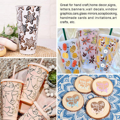 Metallic Permanent Vinyl Bundle – Textured Adhesive Foil Vinyl for Cricut & Craft Cutters, 12" X 36" Rolls (Silver, Gold, Champagne Gold, Rose Gold)