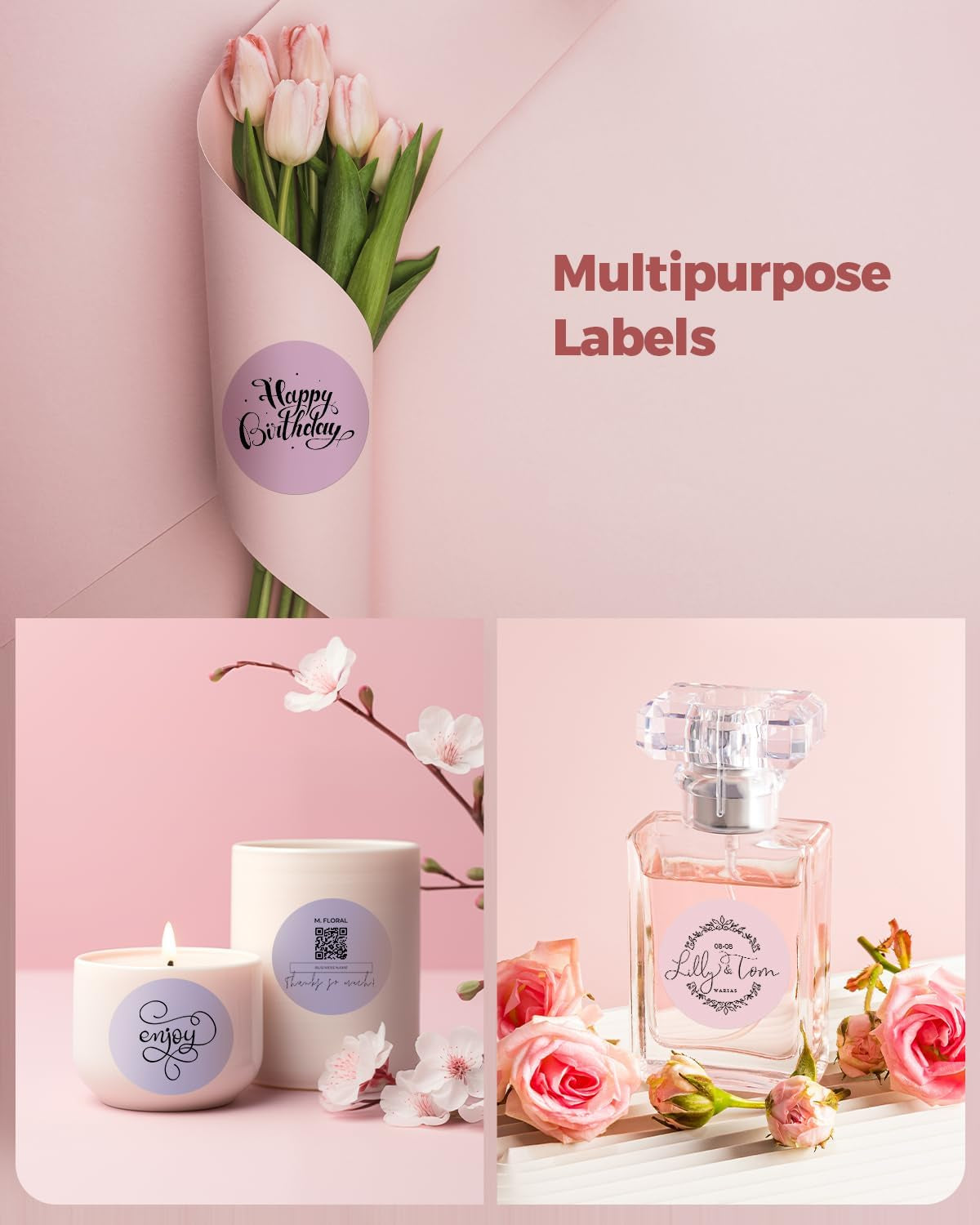 MUNBYN 2 Inch round Thermal Labels, Color Thermal Sticker Labels for Canning, Baking, 150 Sheets/1 Roll