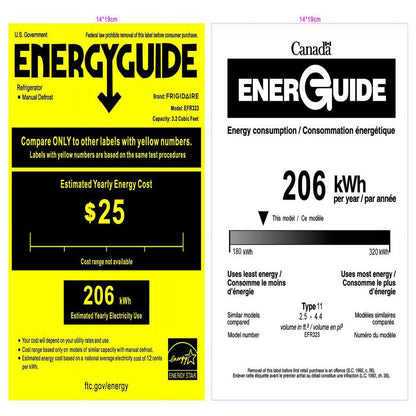 3.2 Cu. Ft. Compact Refrigerator Chrome Trim EFR323, Platinum