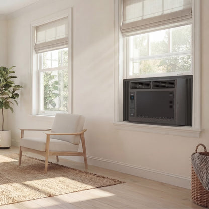5,000 BTU Window Air Conditioner (Black) - 150 Sq Ft, LED Display, Included Remote, Compact, Dorm Friendly - W5W3M-B