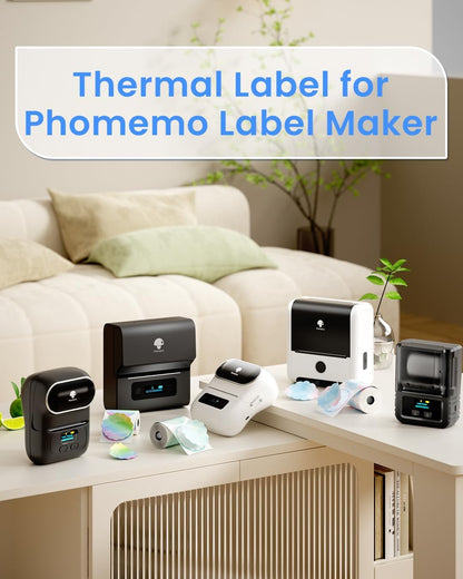 Phomemo Thermal Labels - 3 Rolls Gradient Color M110 Labels for M110/M220/M221/M120/M200, 1.96"X1.96" (50X50Mm), 140 Labels for Small Business/Home Use, Barcode, Address, Logo