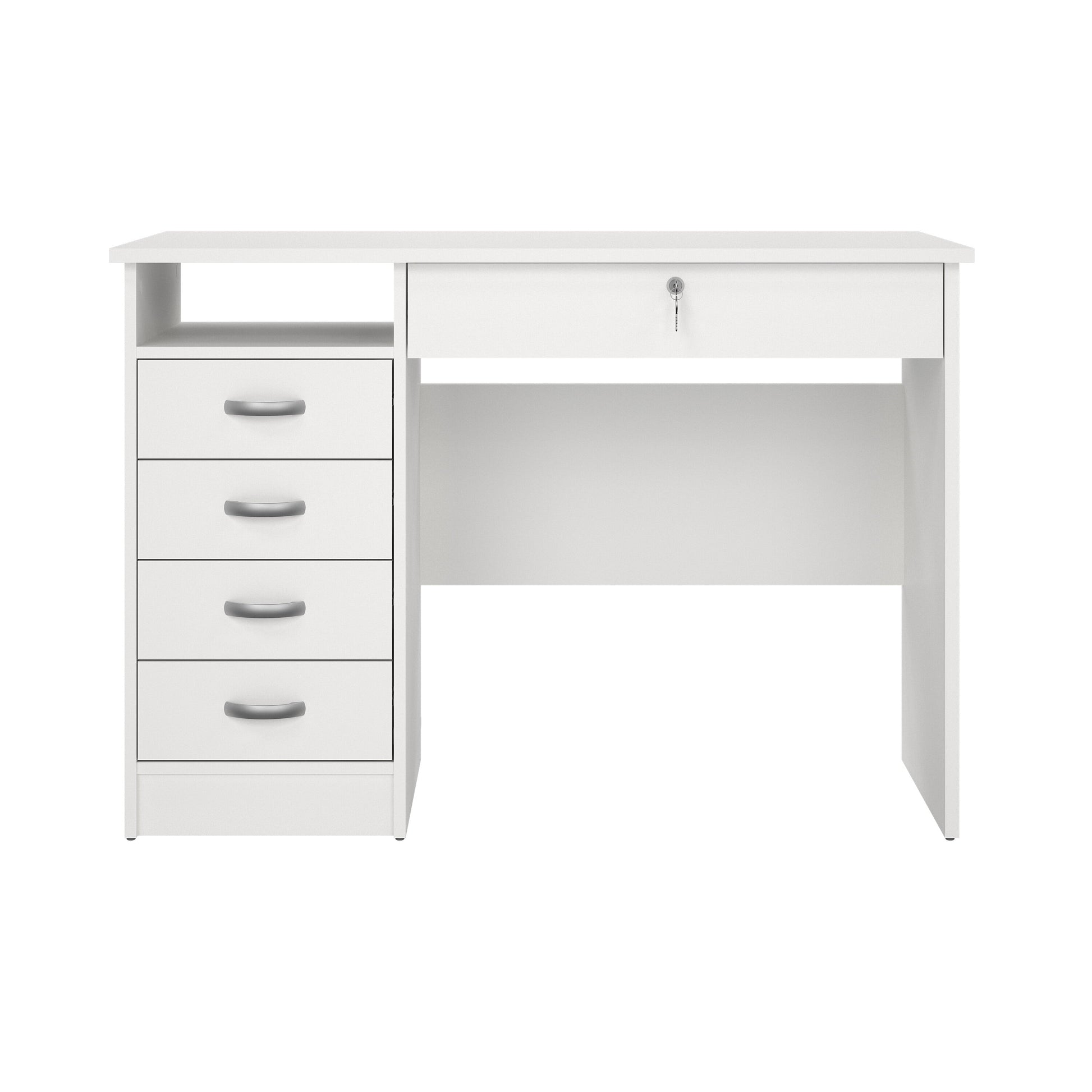 Walden 5 Drawer Office Desk with 1 Locking Drawer for Adults, White