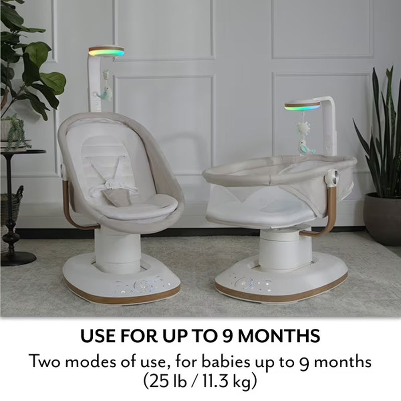Evenflo Elara 2-In-1 Smart Motion Swing & Soothing Nest, Coastal Coffee