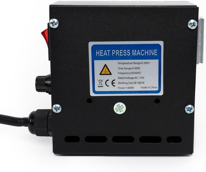 1400W Power Press Heat Press 15"X15", K-Type Temperature Controller Box with Time & Temperature LED Controller, K-Type Sublimation Transfer Machine for T-Shirt, Hat, Plate, Cup, Mug