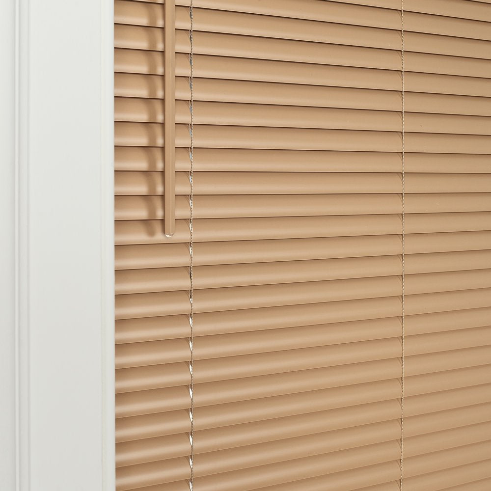 1" Cordless Vinyl Room Darkening Mini Blinds, Khaki, 29X64