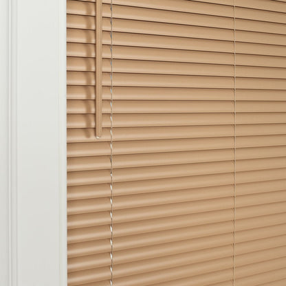 1" Cordless Vinyl Room Darkening Mini Blinds, Khaki, 29X64