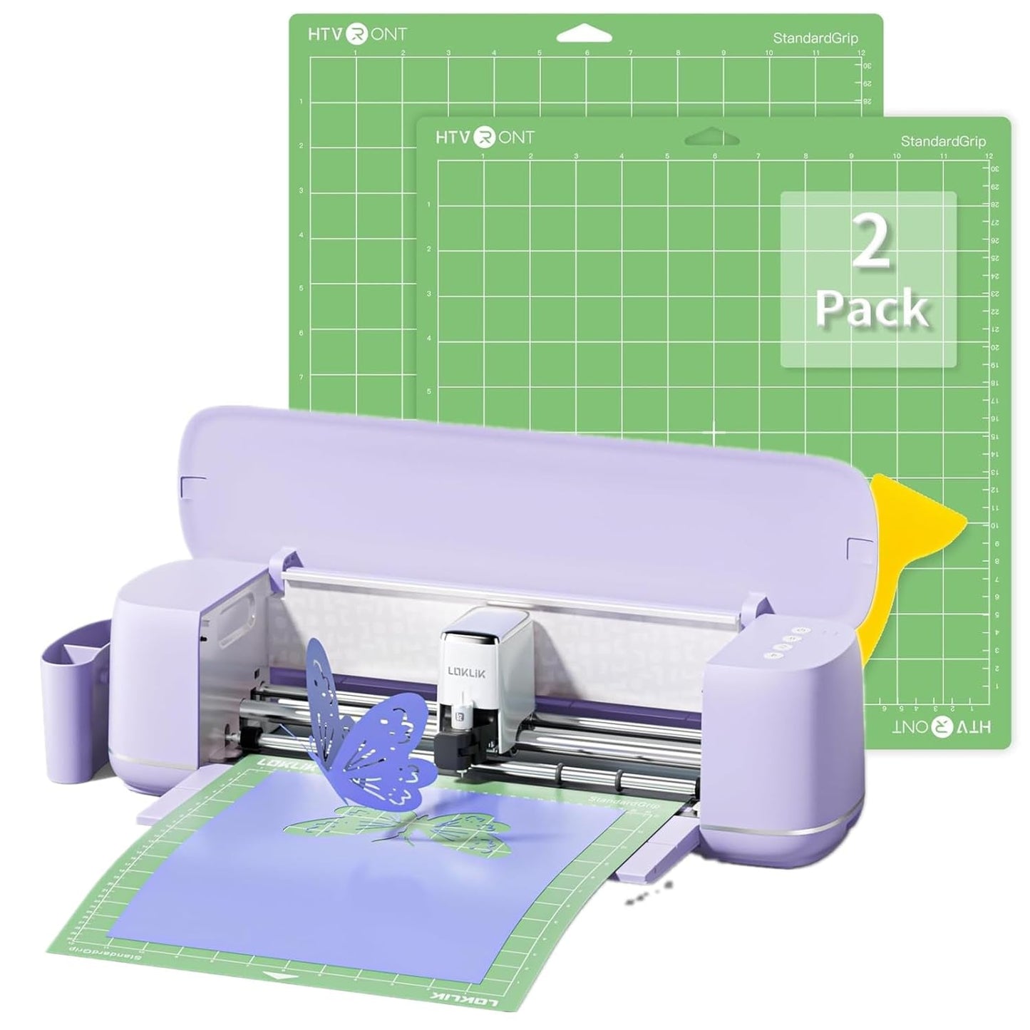 Loklik Cutting Machine 2 by HTVRONT - 5 in 1 Vinyl Cutter Machine & Standard Grip Cutting Mats- 2 Pack 12X12