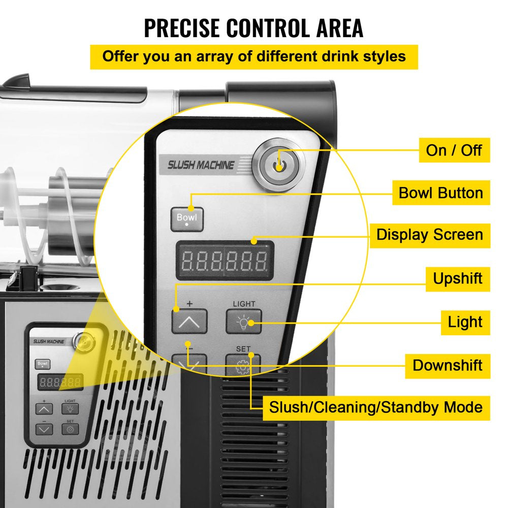 brand Commercial Slushy Machine,3L Margarita Machine, Single Bowl Stainless Steel Frozen Drink Slush Machine,Black
