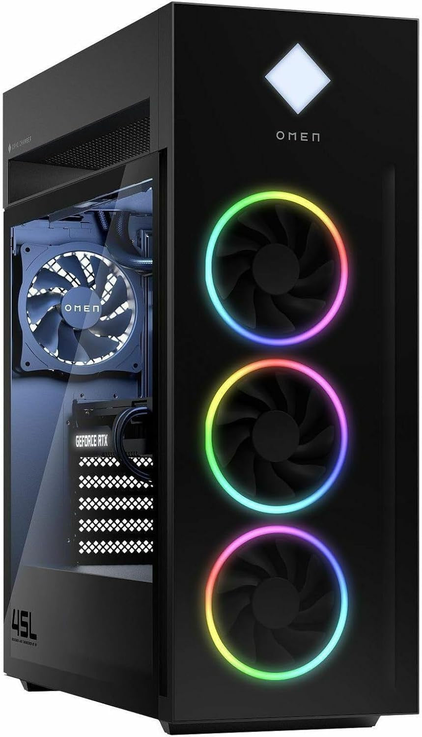 HP OMEN 45L Gaming Desktop, Intel Core Ultra 7 265K, 32 GB RAM, 1 TB SSD, NVIDIA Geforce RTX 5070 Ti, Windows 11 Pro, Microsoft Copilot, Tempered Glass, GT22-3060 (2025)