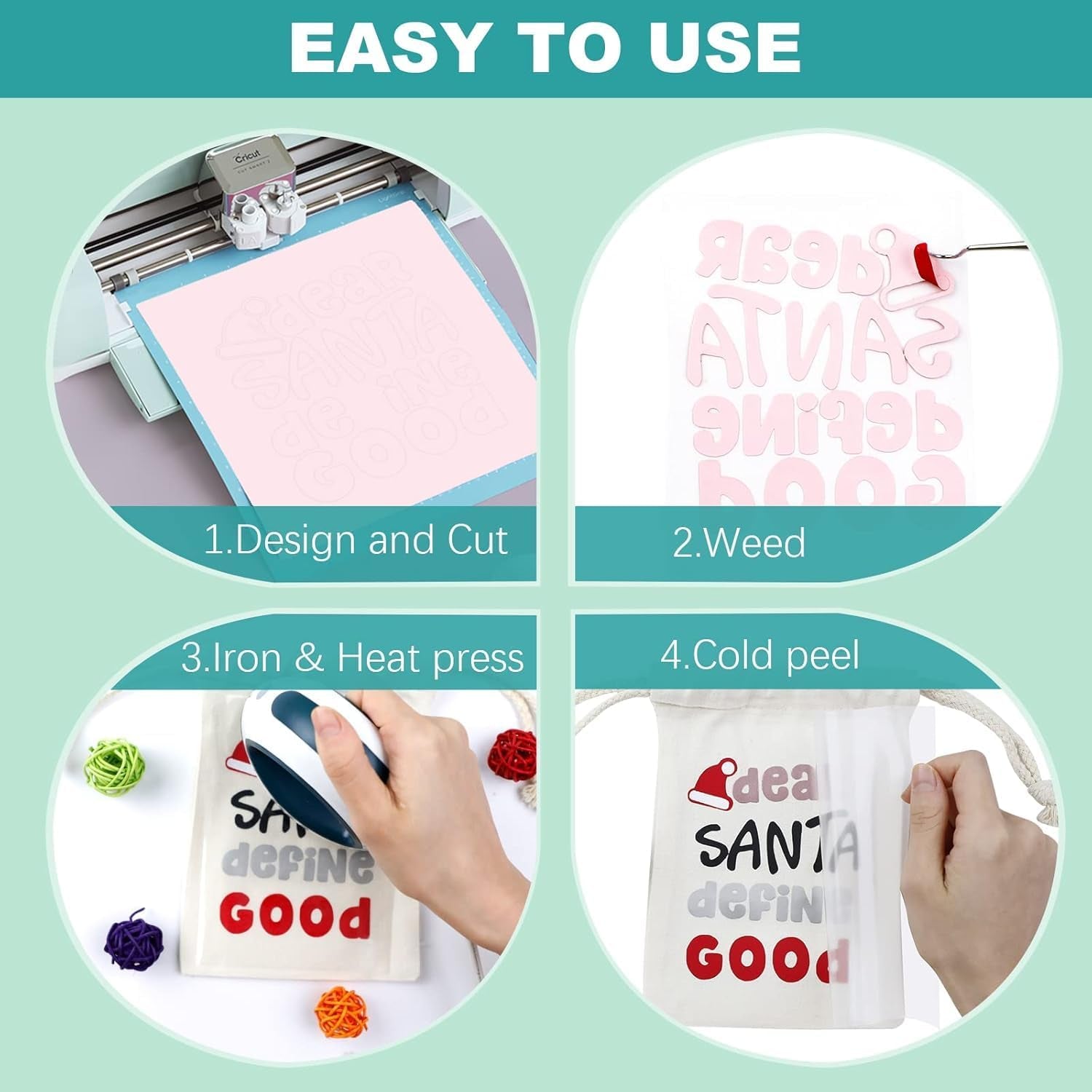 HTV Heat Transfer Vinyl Bundle (14 Pack) - 12" X 3FT HTV Vinyl Rolls, Easy to Cut Iron on Vinyl for T-Shirts, Easy to Weed Heat Transfer Vinyl