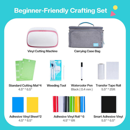 Likcut Vinyl Cutter Machine Creator Bundle with Carrying Case & Accessories, User-Friendly Sticker Maker Set, Portable Vinyl Printer for Sticker Joy Craft & Home Decor, School Project