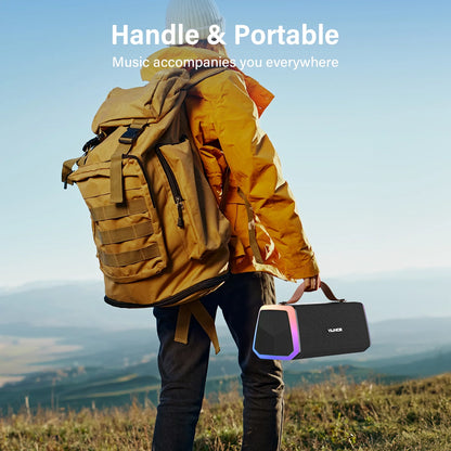 Portable Bluetooth Speaker, IPX6 Waterproof Outdoor Speaker with RGB Lights, TWS Pairing, Bluetooth 5.3/AUX/TF/USB, 20W Stereo Sound, Wireless Speaker for Home, Outdoor and Travel