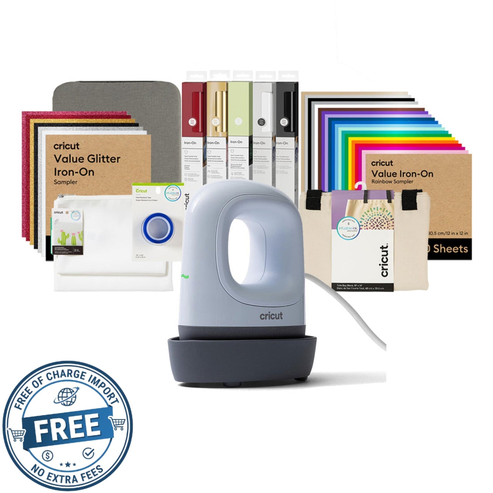 Cricut Easypress Mini LT, Blue + Everything Bundle, Easy-Use Handheld Heat Press