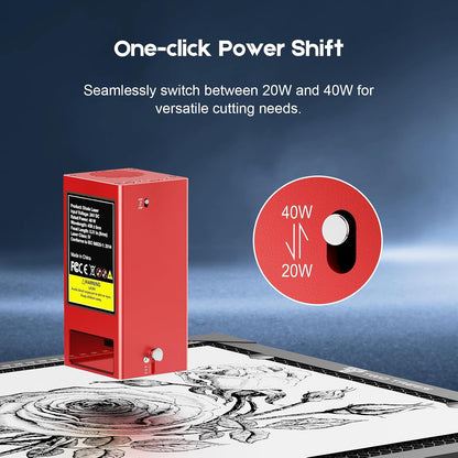 40000Mw Laser Engraver Machine Twotrees TS2 Laser Cutter 0.08Mm Spot 450×410Mm Large Work Area, 6000Mm/Min High Speed Laser Engraving for Wood Metal Acrylic Glass Stainless Steel, DIY Craft