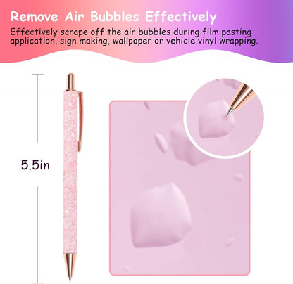 Air Release Weeding Tool Pin Pen Vinyl Installation Weeding Tool for Vinyl DIY Craft Project (Glitter Pink)