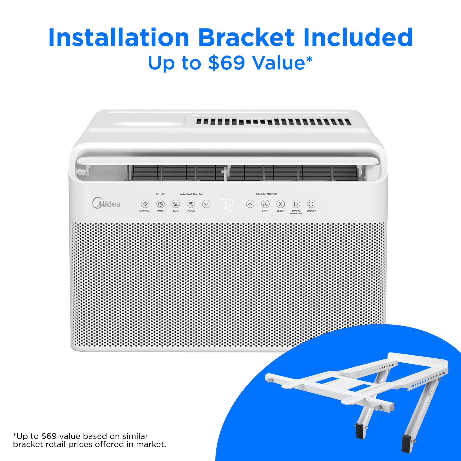 10,000 BTU Smart Inverter U-Shaped Window Air Conditioner – Energy Efficient AC Unit for 450 Sq Ft Room, White