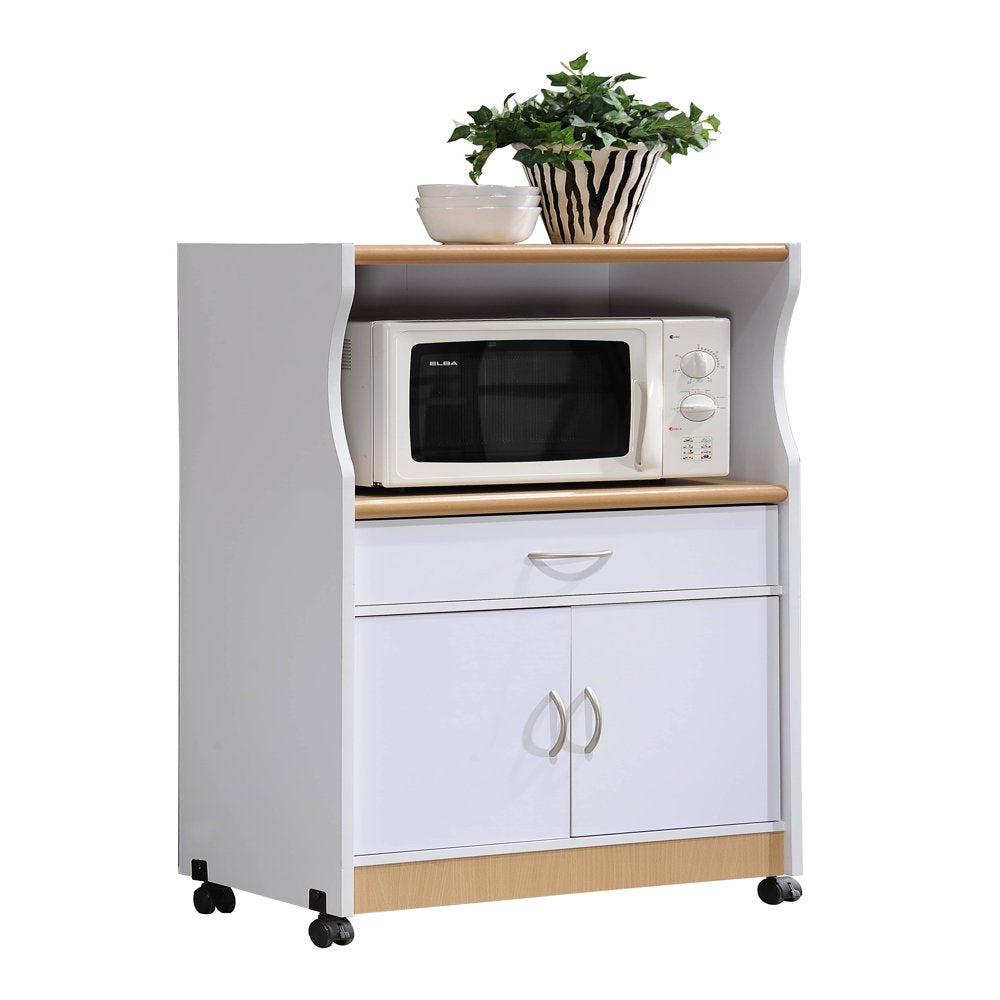 Microwave Kitchen Cart, White