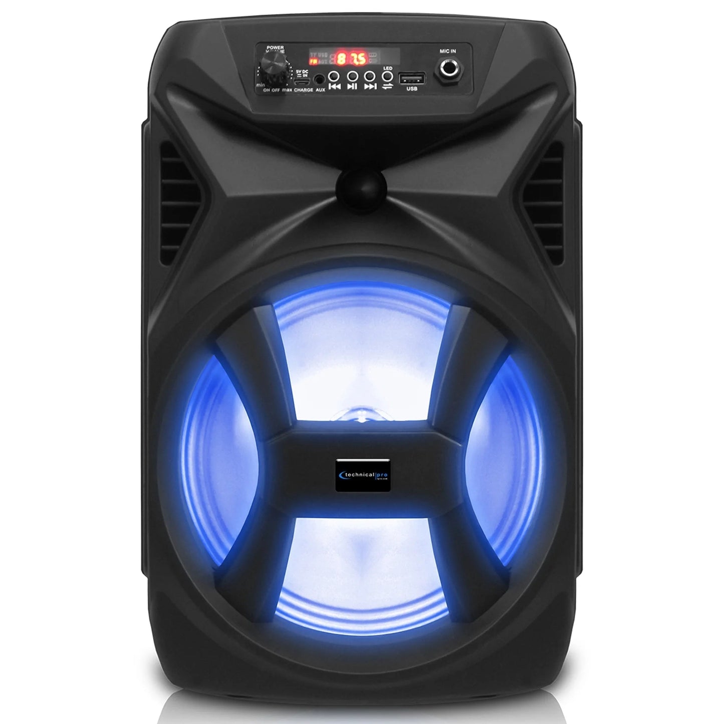 (Qty 2)  500W Portable 8" Bluetooth Speaker with Woofer & Tweeter (Black)