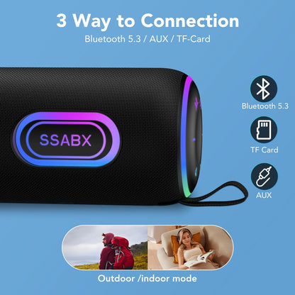 Portable Bluetooth Speaker, IPX7 Waterproof Wireless Speaker, 35W Loud Stereo Sound, 30H Playtime, 10 Colorful RGB Lights, TWS Pairing, Bluetooth 5.4 for Outdoor/Home/Party, Gift Ideas