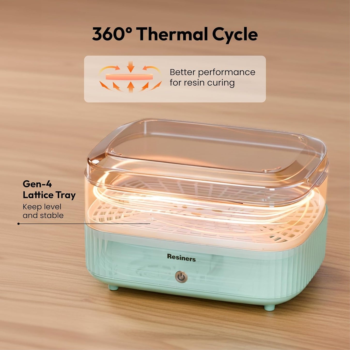 Resiners Resin Curing Machine with Larger Tray for Resin Starter, Cure Air, Auto Curing 2H Resin Supplies, Resin Dryer Curing Station for Epoxy Resin Molds Art Craft Casting, Mint Green (Patented)