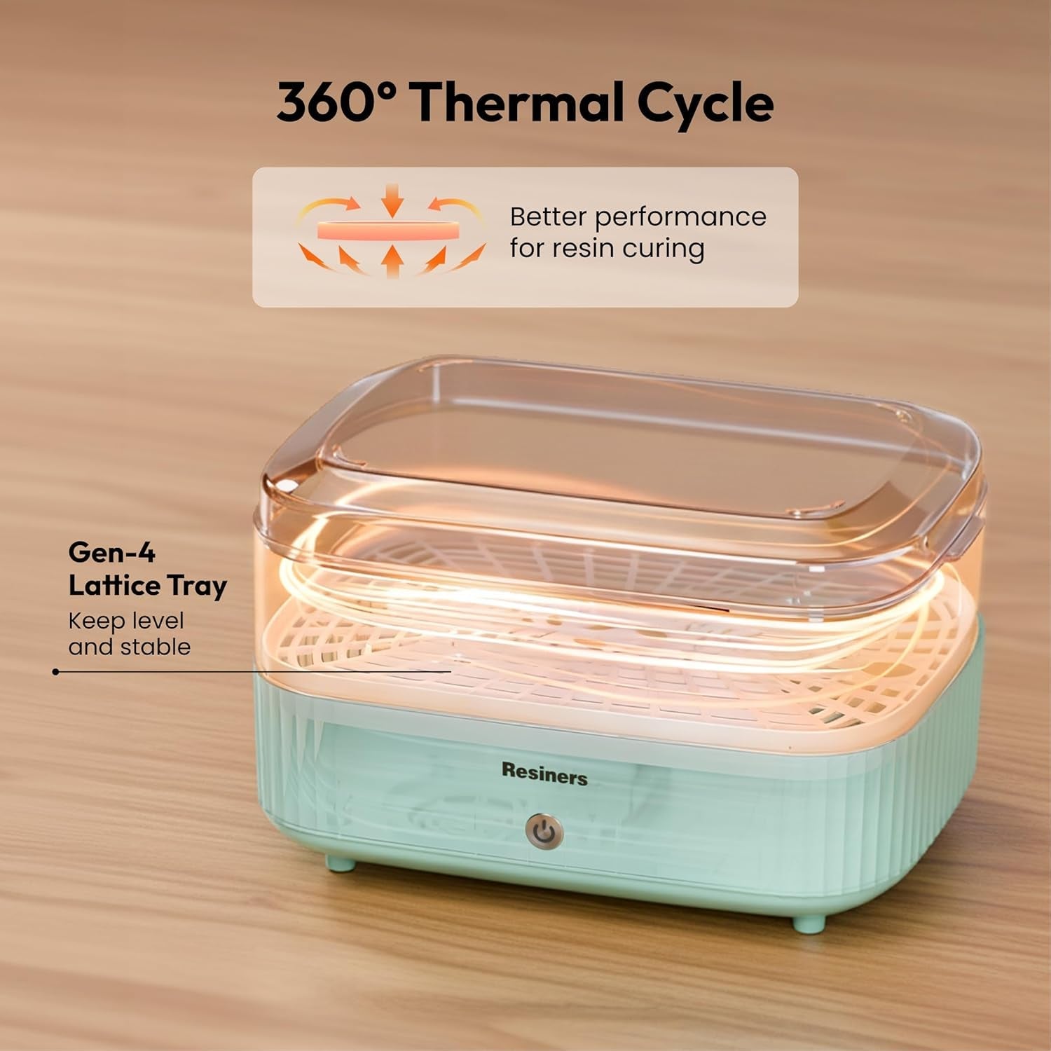 Resiners Resin Curing Machine with Larger Tray for Resin Starter, Cure Air, Auto Curing 2H Resin Supplies, Resin Dryer Curing Station for Epoxy Resin Molds Art Craft Casting, Mint Green (Patented)