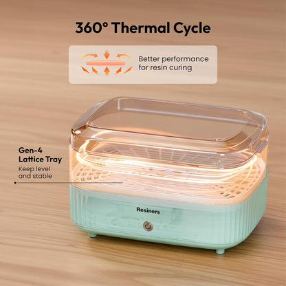 Resiners Resin Curing Machine with Larger Tray for Resin Starter, Cure Air, Auto Curing 2H Resin Supplies, Resin Dryer Curing Station for Epoxy Resin Molds Art Craft Casting, Mint Green (Patented)