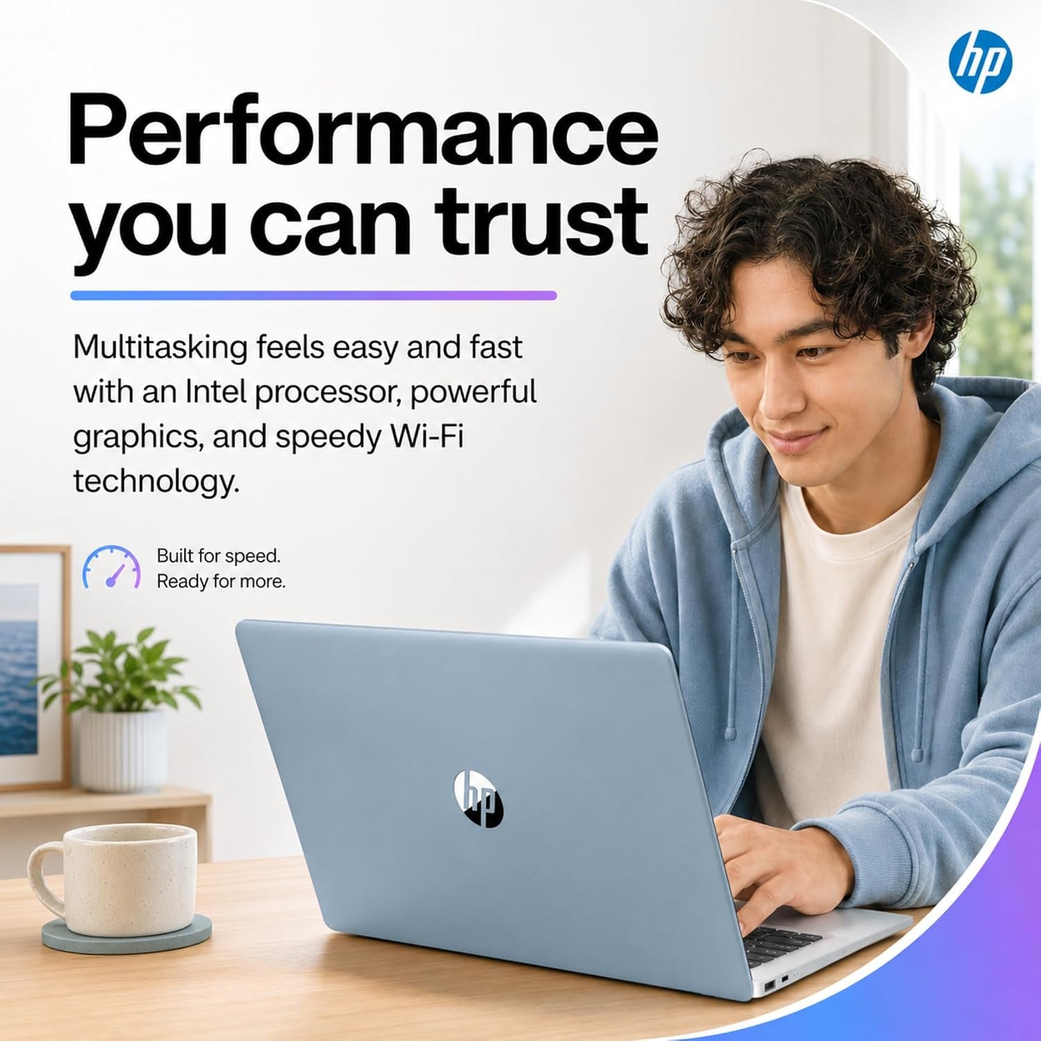 HP 17.3“ Laptop with Finger Print Reader, 16GB RAM, 512GB SSD Storage, Intel Dual-Core, 10 Key Number Pad, No Mouse, Office 365 for the Web, Windows 11 Home