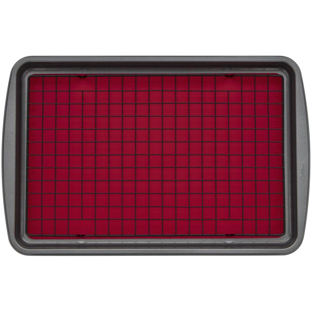 Nonstick Cookie Sheet, Cooling Grid and Silicone Baking Mat Bakeware Set, 4-Piece