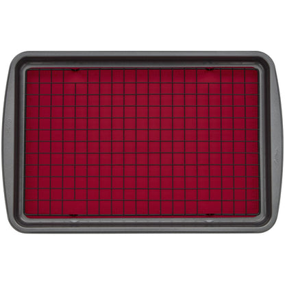 Nonstick Cookie Sheet, Cooling Grid and Silicone Baking Mat Bakeware Set, 4-Piece