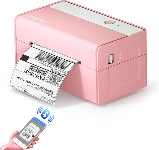 Bluetooth Thermal Label Printer, 4X6 Wireless Shipping Label Printer for Small Business and Packages, Compatible with Smartphones, Windows, Pink