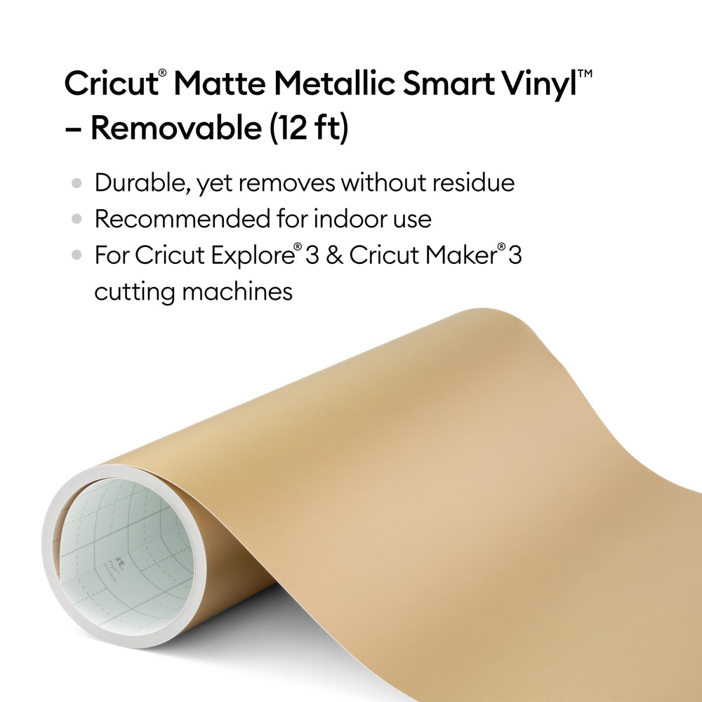 ® Matte Metallic Smart Vinyl – Removable(12 Ft), 13" X 144", Gold