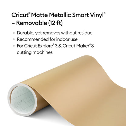 ® Matte Metallic Smart Vinyl – Removable(12 Ft), 13" X 144", Gold