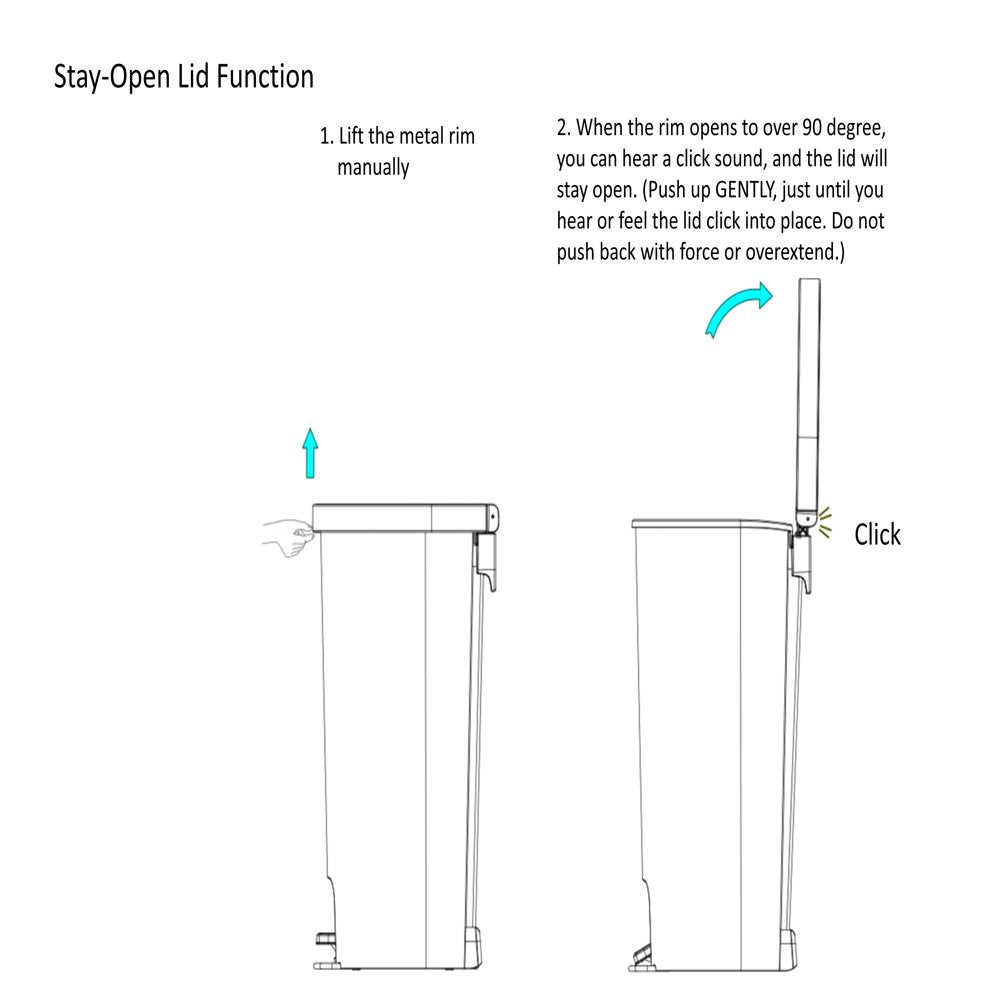 14.5 Gallon Trash Can, Plastic Step Kitchen Trash Can, White