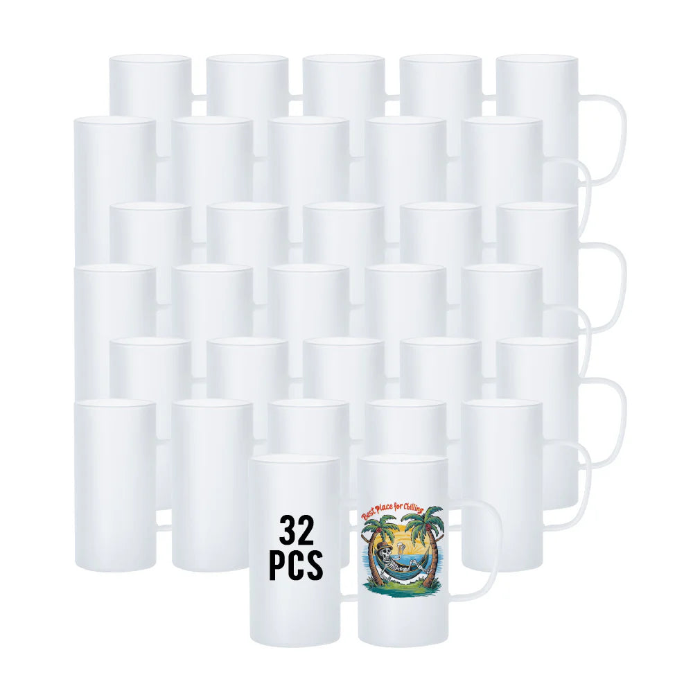 Wholesale 22 OZ Sublimation Glass Beer Mugs Bulk Frosted White 8 Pack