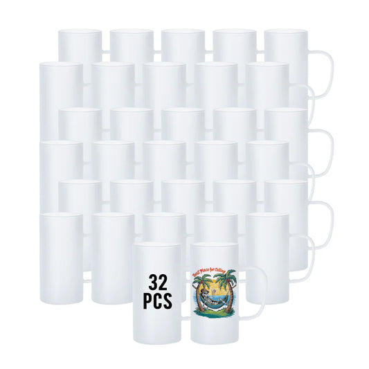 Wholesale 22 OZ Sublimation Glass Beer Mugs Bulk Frosted White 8 Pack