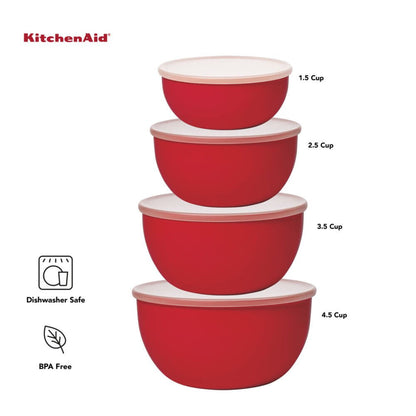 21PC Plastic with Non-Skid Bottom Mixing Bowl and Measuring Set Red