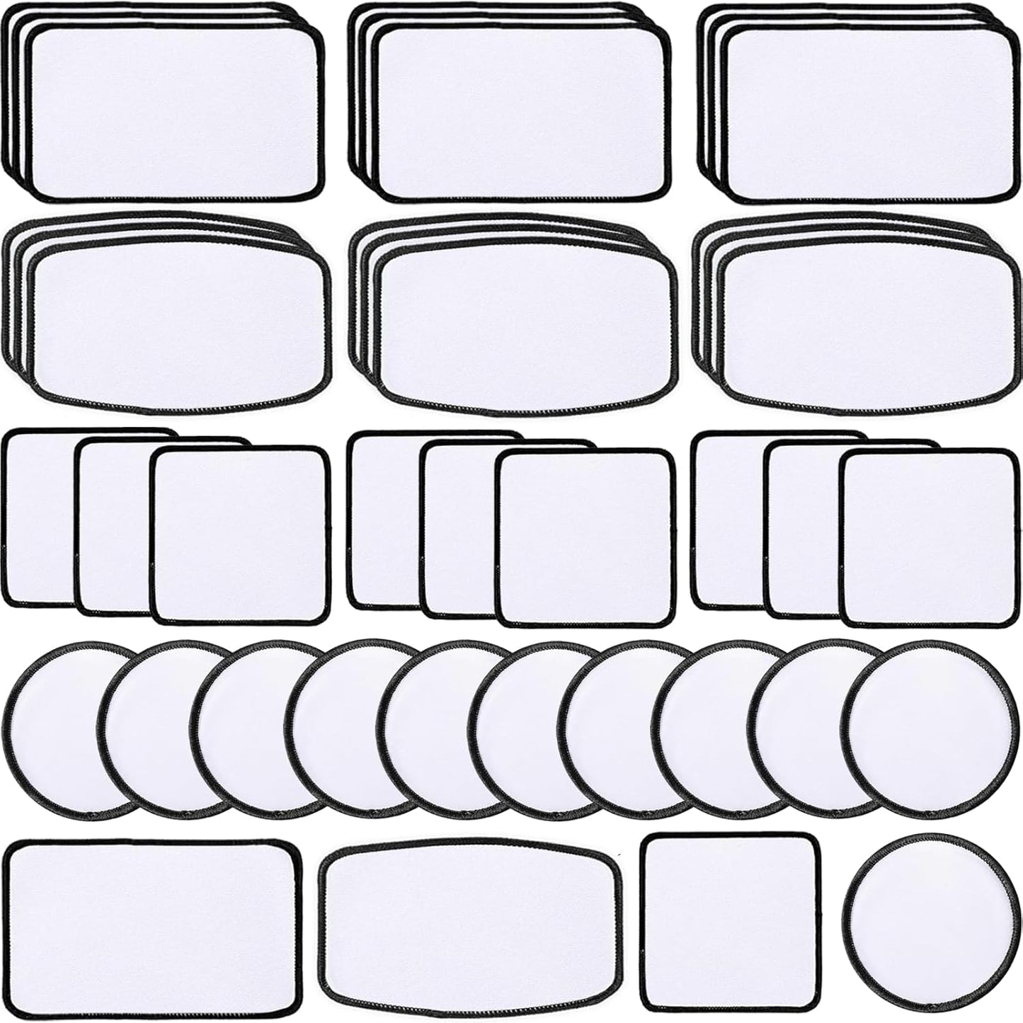 40 Pcs Sublimation Blanks Patches - Large Iron-On Patch with Black Border - Exquisite Fabric Patches for DIY Hats Backpack T-Shirt Project (Mixed)